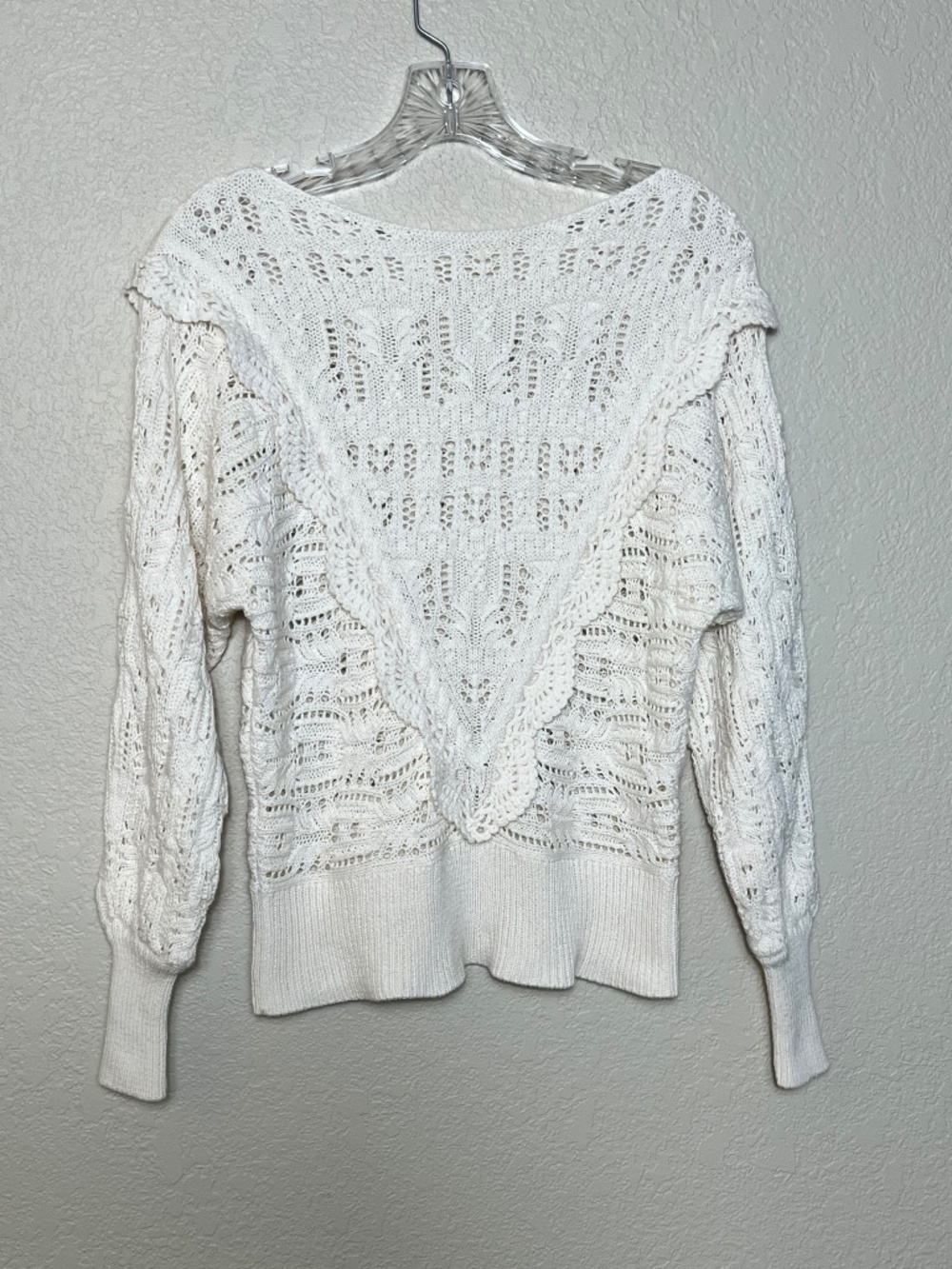 Sezane Scalloped V Design Cotton Alpaca Blend Sweater - Picture 2 of 10